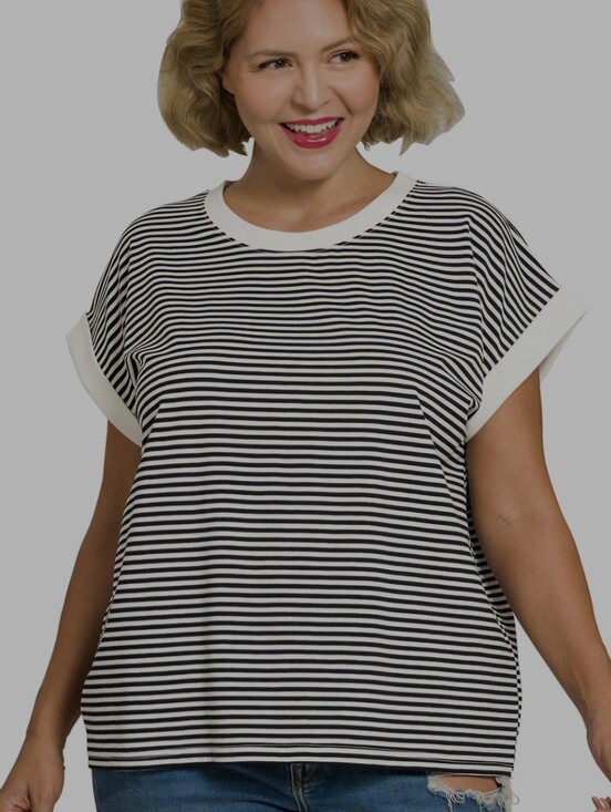 Zenana Outfitters Tops - Zenana Relaxed Black & White Striped Tee - Women's Casual Top Plus Size
